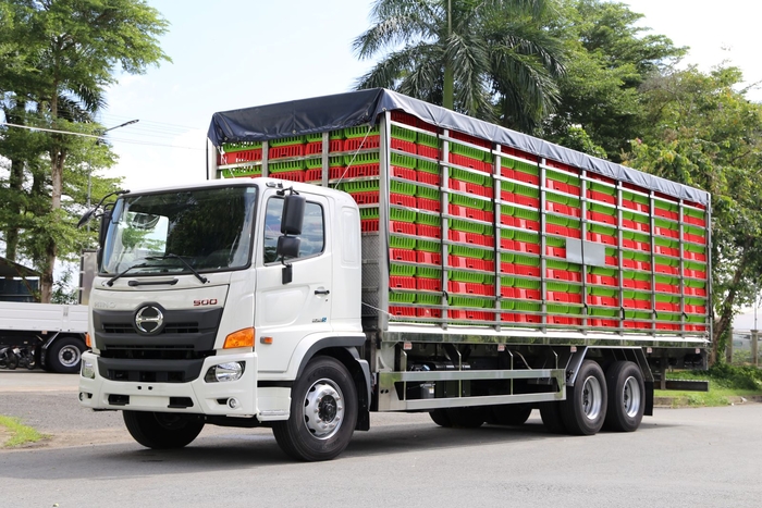 Hino FM8JW8A chở gia cầm 448 lồng